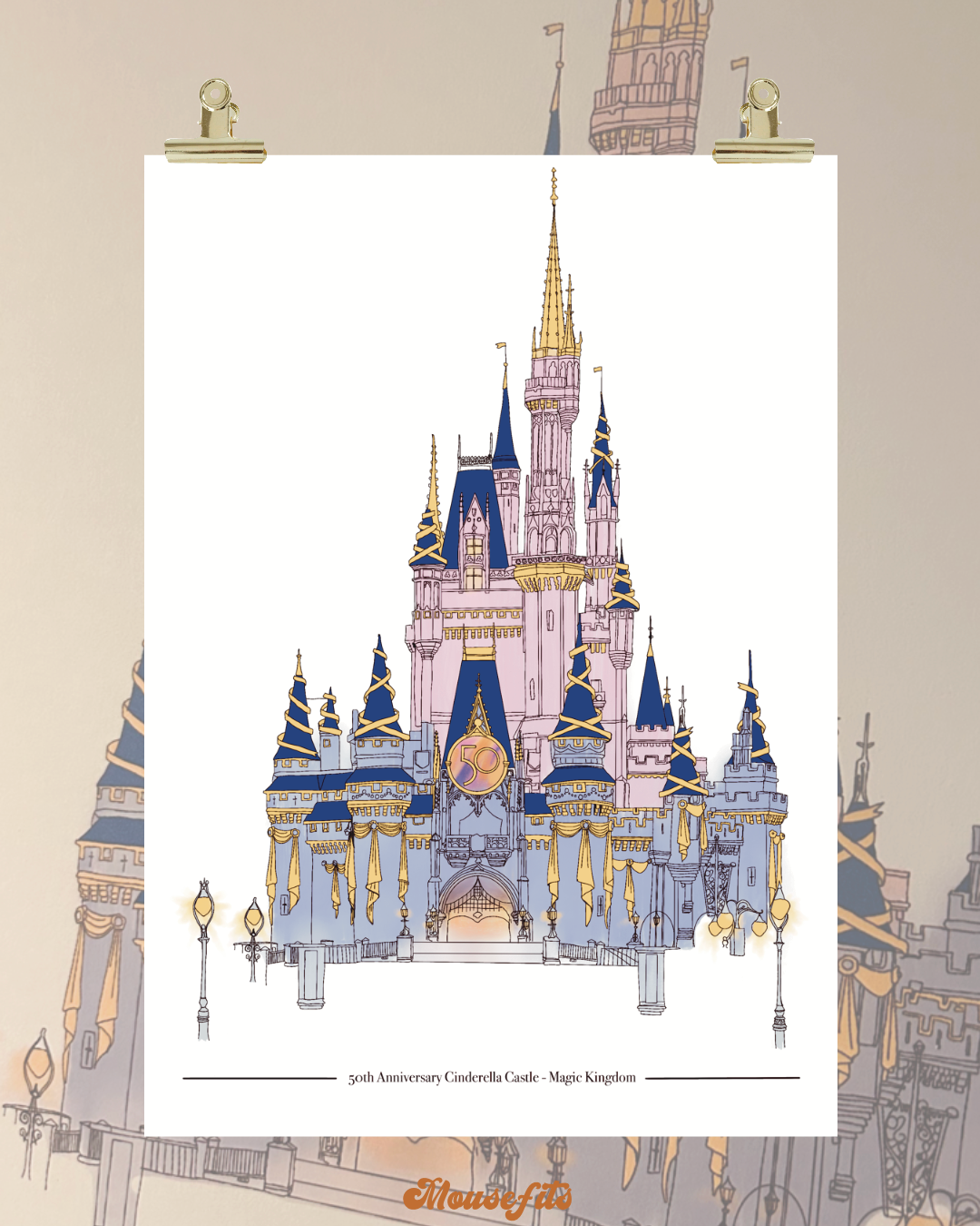 50th DISNEY WORLD CINDERELLA CASTLE PRINT